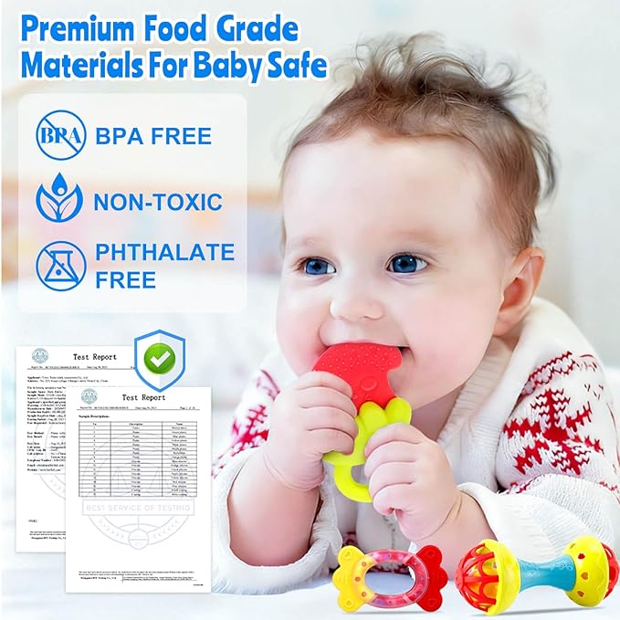 Baby Toys 0-6 Months - Baby Rattles Teething Toys 3-6 Month Infant Toys 6-12 Months Teether Toy 3 4 5 6 Month Old Newborn Essentials Must Haves Wrist Socks Christmas Gifts Valentines Gifts for Kids