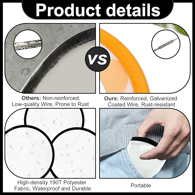 20PCS Foldable Flying Disc Fans with Bags, 9.8'' DIY Handheld Black Egde Fabric Folding Fan for Outdoor Game Activities Birthday Party Favors Gifts, White