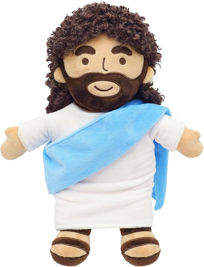 Jesus Plush 11.8" Jesus Stuffed Doll Curly Hair Plushies Toys Christian Stuff Religious Party Favors Gifts Christmas Easter Decoration Brown