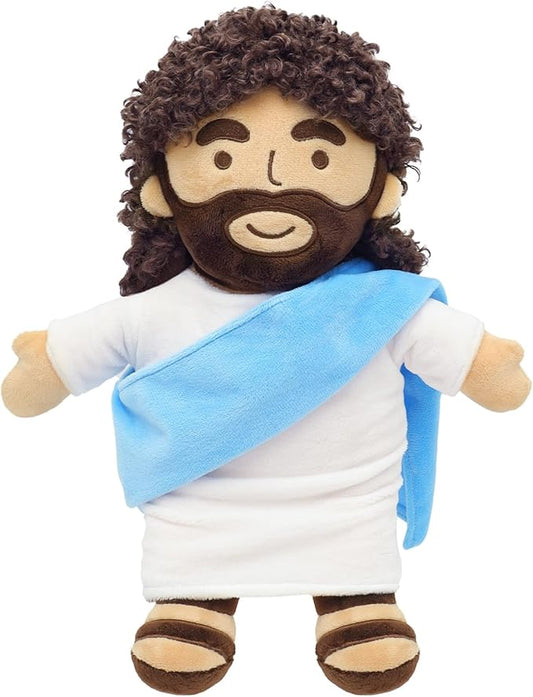 Jesus Plush 11.8" Jesus Stuffed Doll Curly Hair Plushies Toys Christian Stuff Religious Party Favors Gifts Christmas Easter Decoration Brown