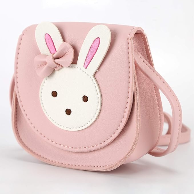 Little Rabbit Ear Bow Crossbody Purse,PU Shoulder Handbag for Kids Girls Toddlers(Pink)