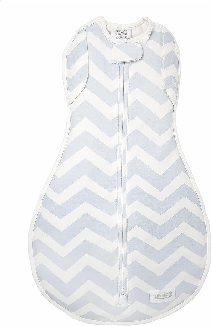 Woombie Convertible Baby Swaddle Blanket, Converts to Wearable Blanket for Babies Up to 3 Months, Blue Chevron, 5-13 lbs