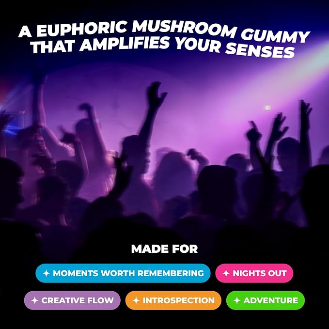 Shrumfuzed Mushroom Gummies | Nootropic Mushroom Supplement with Lion's Mane, Reishi, Cordyceps & Chaga | 4 Count, Summer Peach