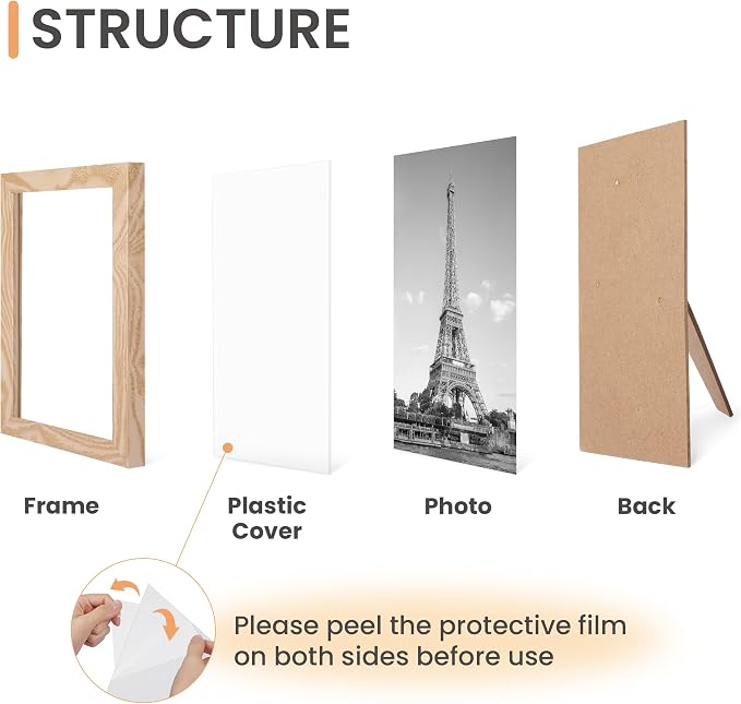 upsimples 10 Pack Picture Frames Collage Wall Decor for Mounting or Tabletop Display, Photo Gallery Frame Set for Family, Multi Sizes Including 8x10, 5x7, 4x6, Natural | Multi Picture Frames Collage Wall Decor, Gallery Wall Frame Set, Gift For Christma...
