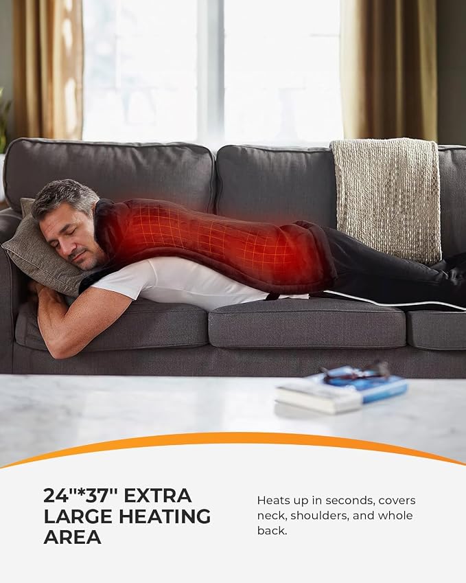 CooCoCo Full Back Heating Pad, HSA Approved Large Heated Pad, Electric Heat Pad for Neck and Shoulders and Back Pain Relief, ETL Certified, 24"x37"