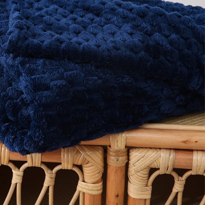 Blue Throw Blanket 60"×80" Gifts for Mom Fuzzy 3D Jacquard Decorative | Flannel Fleece Super Soft Plush Cozy Blanket for Couch Sofa Chair Lightweight