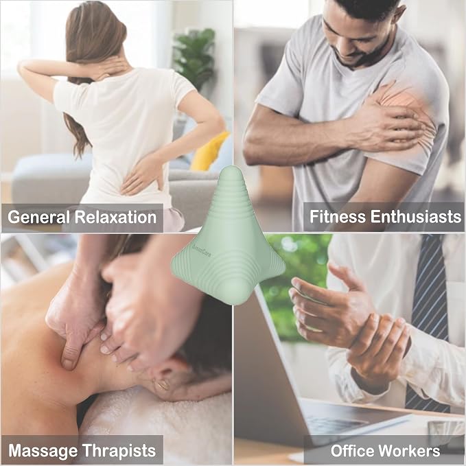 Trigger Point Massage Ball, Manual Massager Tool for Muscle Knot Deep Tissue Relief Myofascial Release Physical Therapy Hip Flexor Iliacus Psoas Hand Foot Back. 2.8×2.9” (Green)