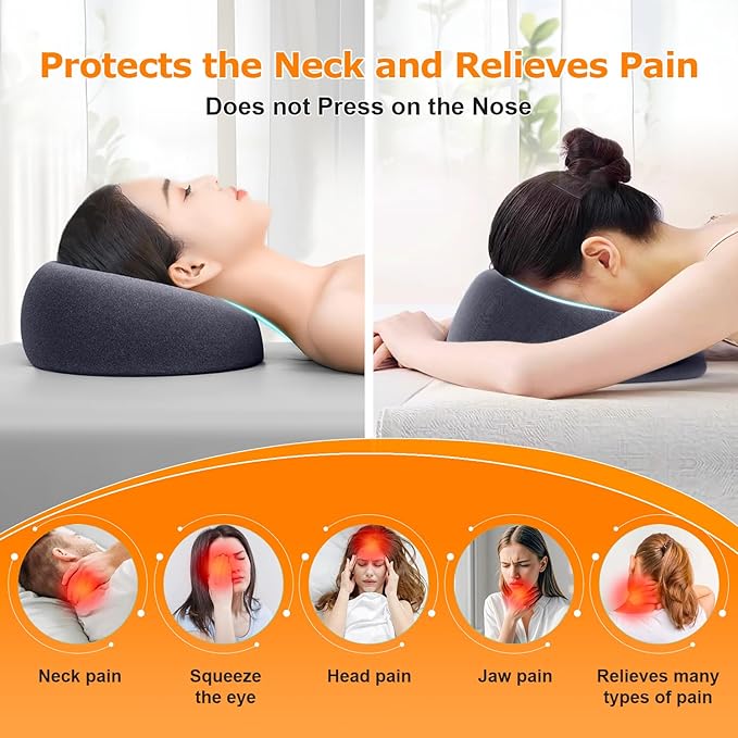 Face Down Pillow, Massage Headrest for Bed, Massage Face Cradle for Bed, BBL Pillow After Surgery Post Eye Surgery (Navy)