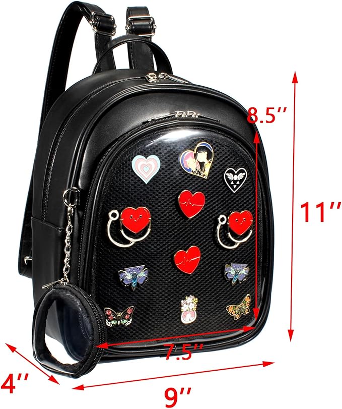 CHERRY SAUCE Kawaii Backpack PU Leather Ita Bag Aesthetic Cute Purse Pin Display