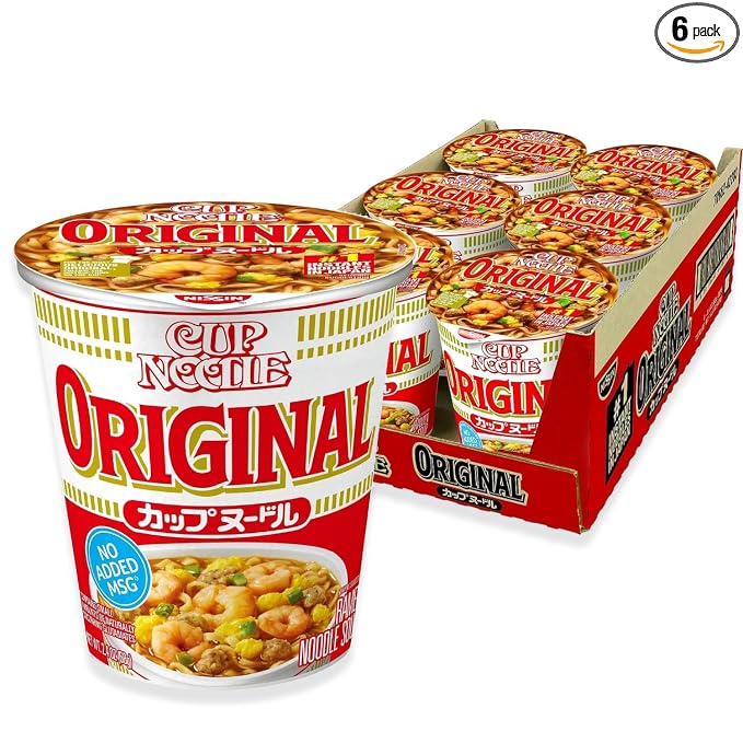 Nissin Cup Noodle Ramen Noodle Soup, Original, 2.4 Ounce (Pack of 6) | Instant Ramen Noodle Soup, Microwaveable Paper Cups