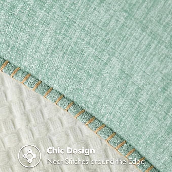 MIULEE Decorative Couch Throw Pillow Covers 18x18 Inch Aqua Green 2 Pack | Farmhouse Pillow Covers with Stitched Edge, Soft Chenille Cushion Cases, for Sofa Bed Living Room Home Decor