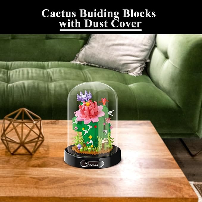Cactus Flower Building Set,Adult Mini Plant Bonsai Tree Friend Set,Succulent Botanical Collection Gift for Kids,Artificial Flower Building Block,Valentines New Year Birthday Gift for Boy Girl