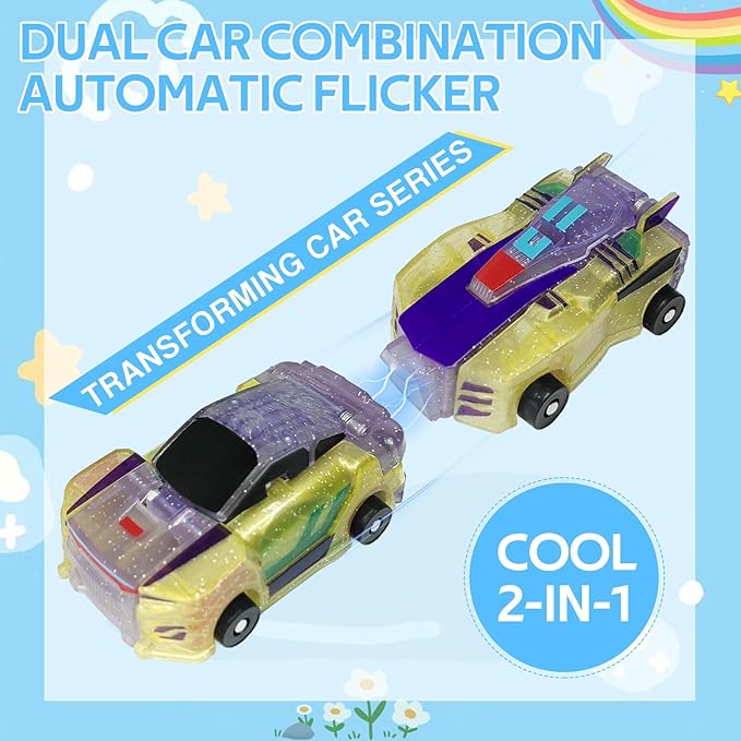 Dinosaur Collision Transforming Car Toy,Magnetic Cars Transform Into Dinosaurs,Transformation Car Toys for Boys & Girls with Transform Feature (Crystal-Color)