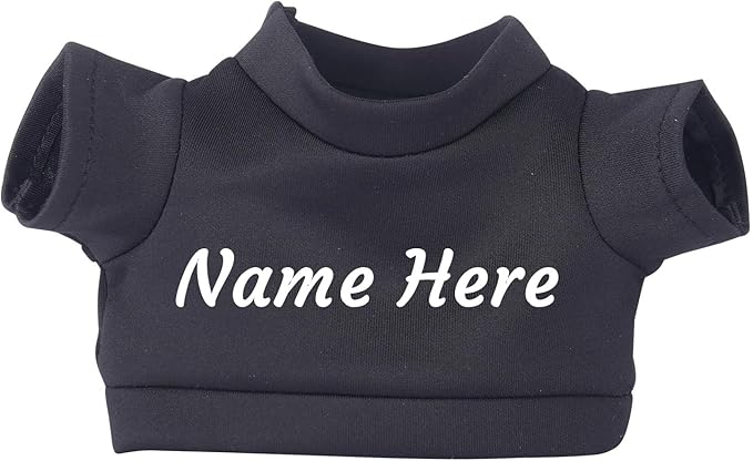 Personalized Custom Name Bear Clothes Plush Doll Tee Shirt for 8-12 Inch (Black)