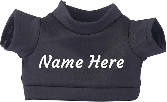 Personalized Custom Name Bear Clothes Plush Doll Tee Shirt for 8-12 Inch (Black)