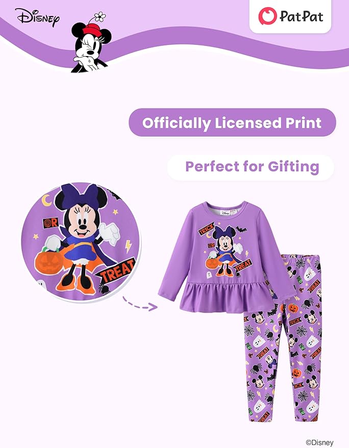 Disney Minnie Mouse Frozen Princess Marvel Toddler Girls Clothes Long Sleeve Sweatshirt + Leggings 2pcs Outfits Set 2-6Y