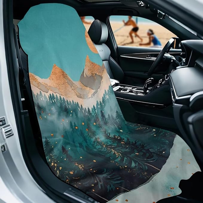 INSTANTARTS Mountain Peak Moon Car Seat Cover Protector Sweat Towel Multi-Functional Car Towel