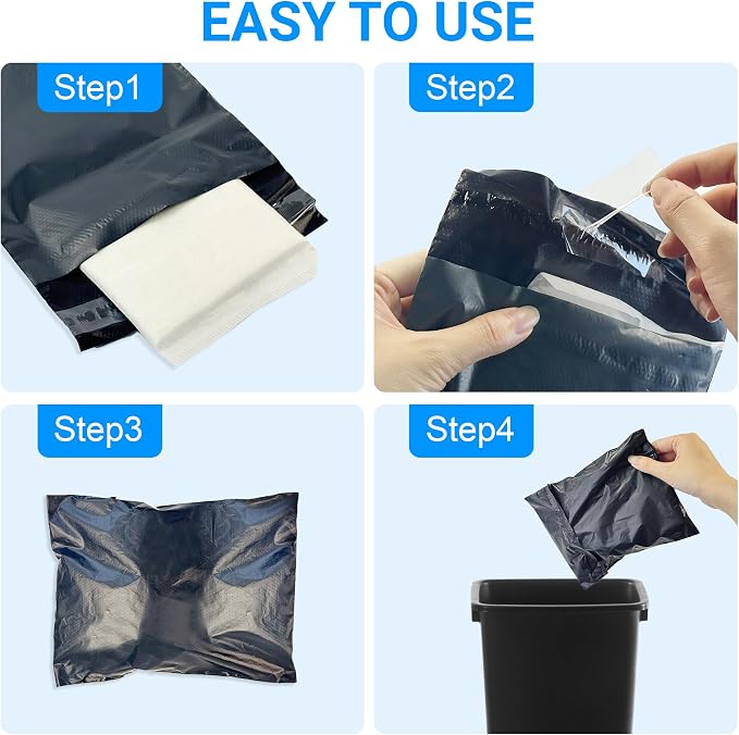 500 Sanitary Napkin Disposal Bags, Feminine Hygiene Tampon Disposal Bags | Self-Sealing Seals, Women's Privacy Protection, for Tampons Period Pad