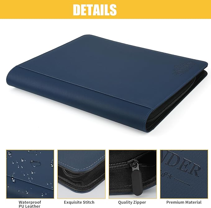 Toploader Binder,Toploader Hard Cases, 9-Pocket Pages Sleeves Hold up 288 Cards.Toploader Card Binder with Sleeves for “3×4” rigid，Card Holder(blue)