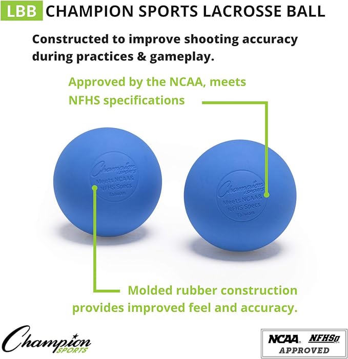 Champion Sports Lacrosse Balls & Rhino Skin Balls – Official Size, SEI Certified, Multiple Colors