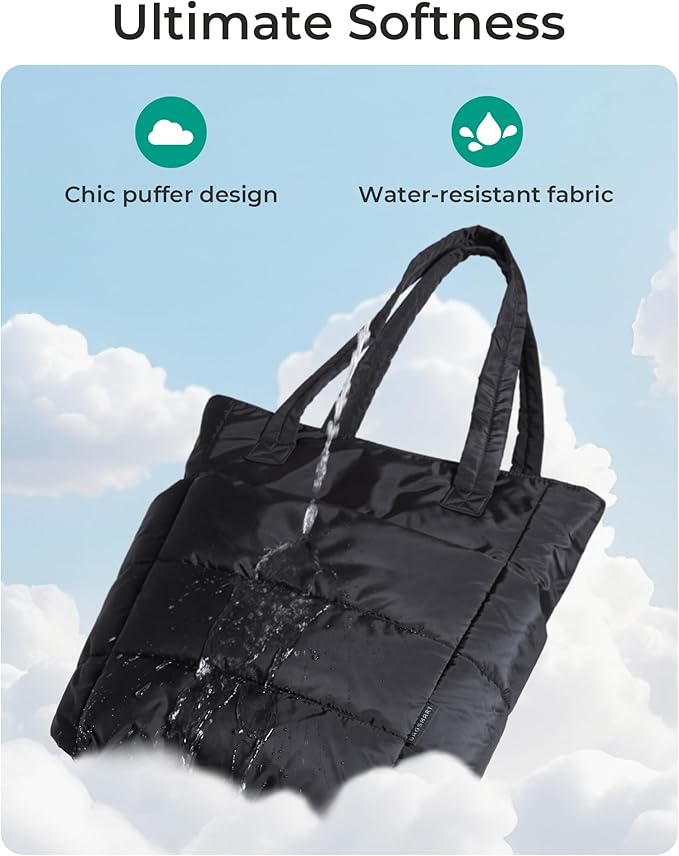 BAGSMART Tote Bag for Women, Lightweight Puffy Tote Bag with Compartments Shoulder Bag Handbag for Travel, Work, Gym | Lightweight