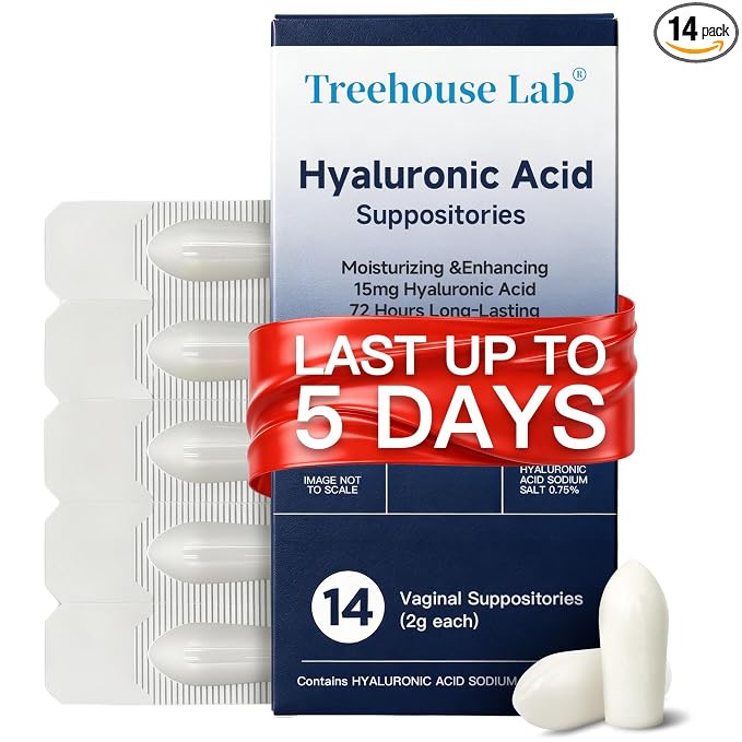 Vaginal Moisturizing Suppositories, 15 mg Hyaluronic Acid with Vitamin A&E, Long-Lasting 72-Hour Hydration, pH-Balanced Formula for Vaginal Dryness, Menopause & Hormonal Changes, 14 Inserts