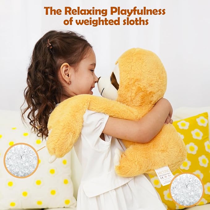 Weighted Stuffed Animal - Brown Sloth 4.5 lbs, Ideal for Sensory Needs, Austism & Anxiety | Comfort & Relaxation for Both Kids and Adults Valentines