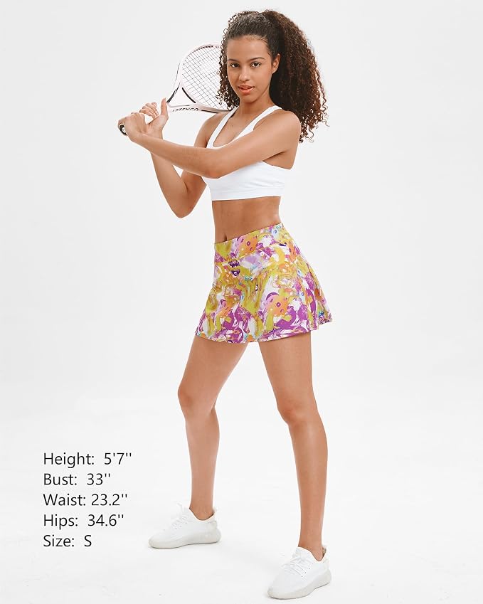 Stelle Women Tennis Skirt High Waisted Athletic Golf Skorts with Pockets | Tummy Control, Built-In Shorts, Deep Pockets, Pleated, Breathable, Lightweight, Tennis, Golf, Pickleball, Running, Workout