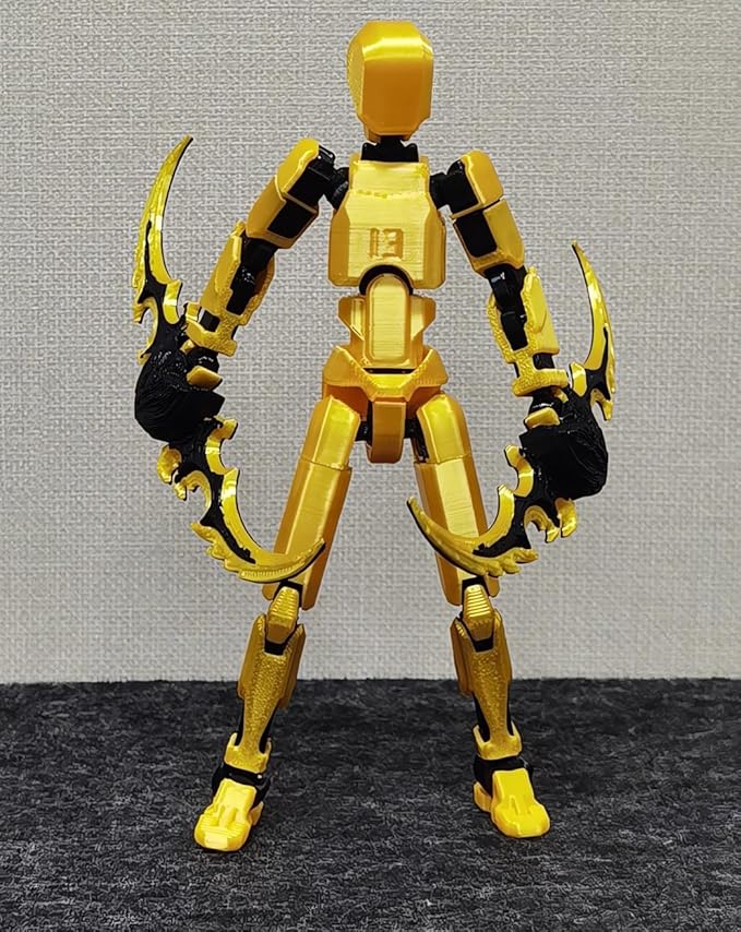 (Assembly Completed) t13 Action Figure,3D Printed Lucky 13 Action Figure, Gift for Collectors Desktop Decorations, Dummy 13 Set, Gold Black