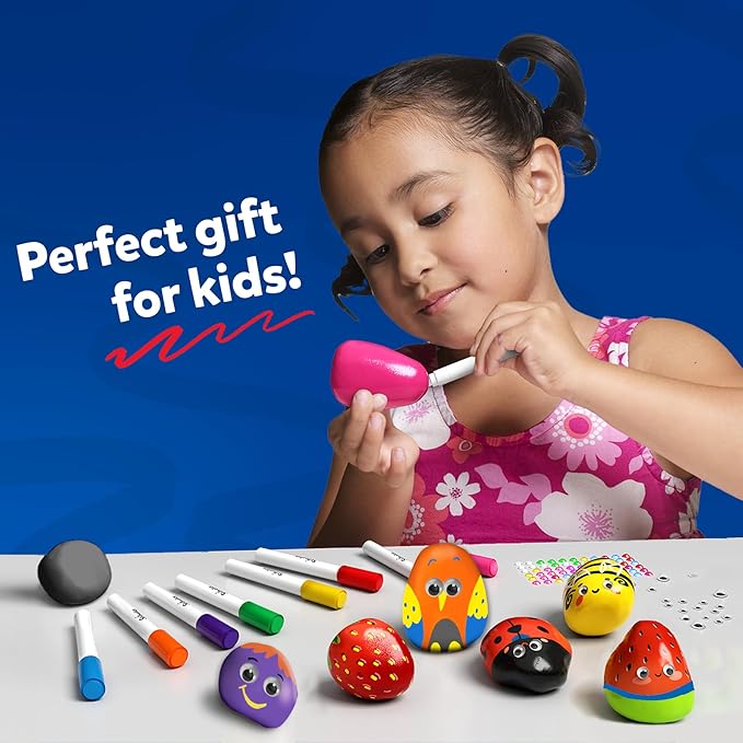 Skillmatics Rock Painting Kit - Mess-Free Art & Craft Activity for Girls & Boys, Craft Kits & Supplies, DIY Creative Activity, Gifts for Kids Ages 4, 5, 6, 7, 8, 9, 10, 11,12