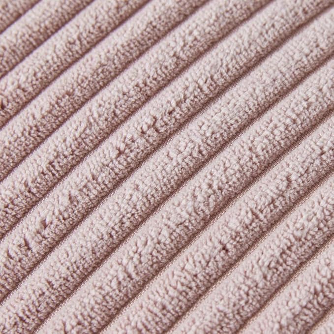 Fancy Homi Pack of 2 Decorative Throw Pillow Covers 22x22 with Pom-poms, Soft Corduroy Solid Square Cushion Pillow Cases Set for Couch Sofa Bedroom Car Living Room (22x22 Inch/55x55 cm, Blush Pink)