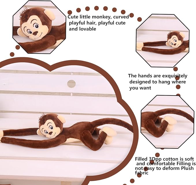CHELEI2019 2PCS 27.6" Monkey Plush Stuffed Animal,Hanging Stuffed Animal Monkey with Long Hands