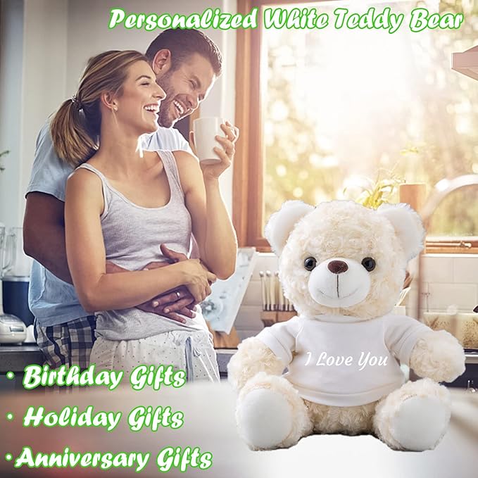 Teddy Bear Customized Gifts for Women/Men with Custom Text, Personalized Teddy Bear Stuffed with T-Shirt as Personalized Gifts for Christmas Valentines Day Birthday (8 inch-Text+Photo)