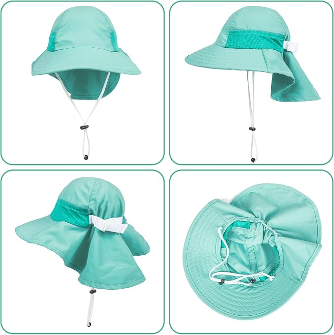 Toddler Baby Sun Hat Kids Summer Beach Essentials Adjustable Beach Hats with Bucket Wide Brim for Boys Girls Age 0-14 Years