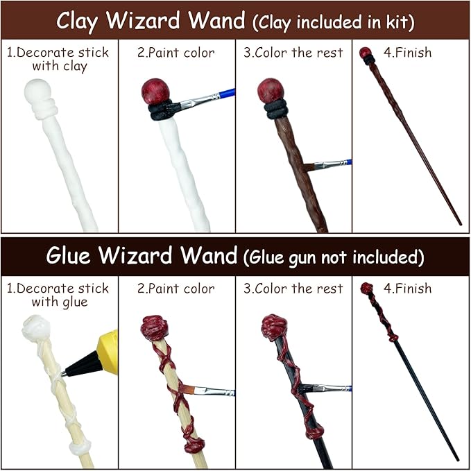 Magic Wizard Wand Making Kit DIY Craft Set for Kids Adult Birthday Party Gift Make Your Own 16 Wands (45-Piece)