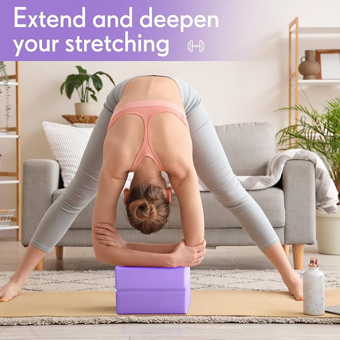 RoundFunny 4 Pack Yoga Blocks Non Slip Pilates Brick Foam Blocks Pilates Dance Gymnastics Workout Fitness Props Tool for Stretching Meditation and Exercise
