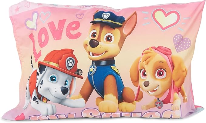 Paw Patrol Skye We're A Team 4 Piece Toddler Bedding Set - Includes Comforter, Sheet Set - Fitted + Top Sheet + Reversible Pillow Case for Girls Bed, Pink (Pack of 2)
