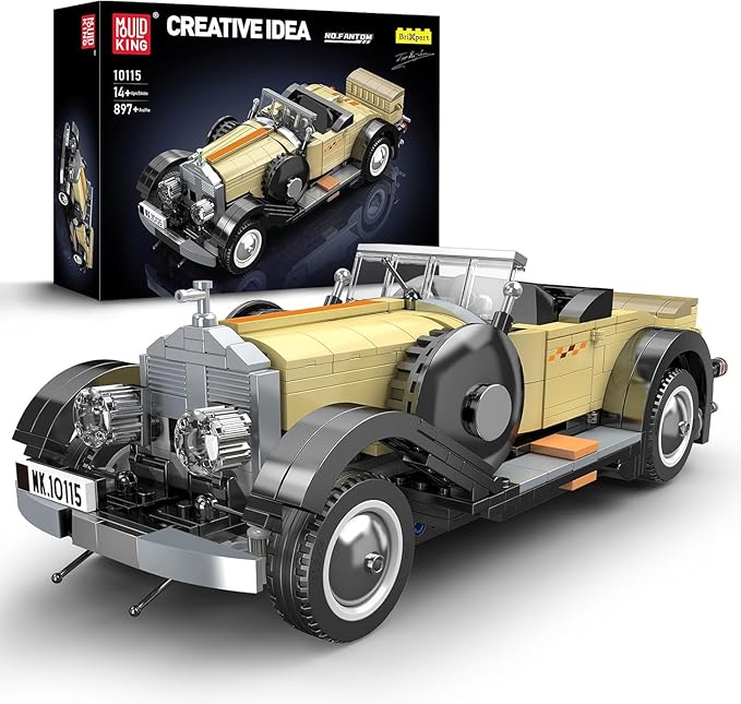 Mould King 10115 Classic Cars Building Kits, MOC Vintage Car Model Building Blocks Set, Gift for Age 14+/Adult Collections Enthusiasts(897+ Pieces, Static Version)