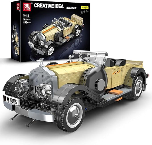 Mould King 10115 Classic Cars Building Kits, MOC Vintage Car Model Building Blocks Set, Gift for Age 14+/Adult Collections Enthusiasts(897+ Pieces, Static Version)