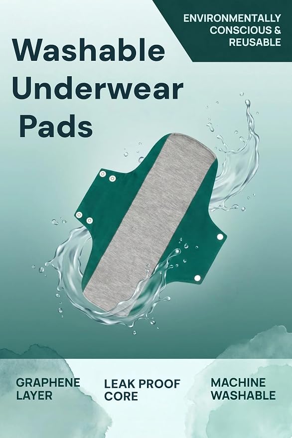 Washable Menstrual Pads,Graphene Cotton Cloth Reusable Incontinence Pads,Sanitary Napkins,with 1 Storage Bag,Panty Liners Pads,Period for Woman Postpartum/Incontinence(Coral Pink/M/8pcs)