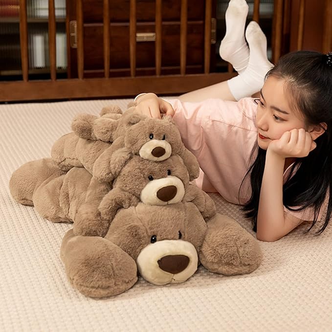 Weighted Stuffed Animals, 3.3 lbs Weighted Bear Stuffed Animal Toy Brown Bear Plush Throw Pillow Gifts for Boys Girls, 19.6 inch