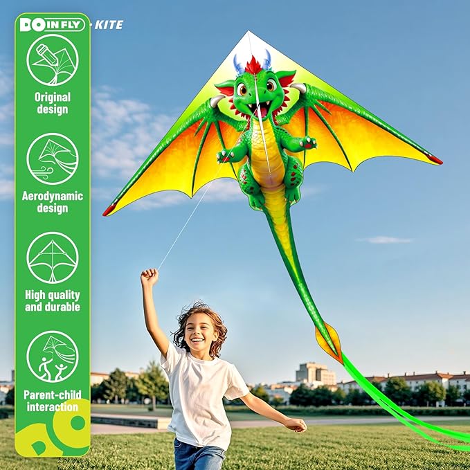 Cartoon Dragon Kite is Suitable for Children and Teenagers, Including Boys and Girls. This Kite is Extremely Easy to Fly and is Perfect for Family outings, Outdoor Games and Activities.