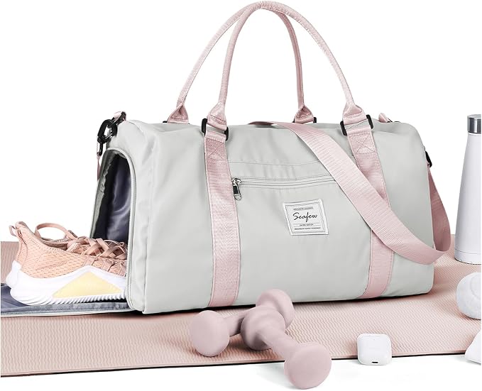 Gym Bag Womens Mens with Shoes Compartment and Wet Pocket Travel Duffel Bag for Women for Plane Sport Gym Tote Bags Swimming Yoga Waterproof Weekend Overnight Carry on Bag Hospital Holdalls
