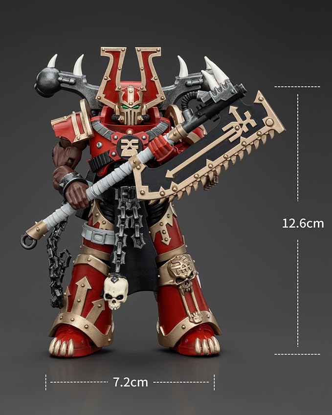 Pipigirl JoyToy GW 40K Genuine License 1:18 Action Figure, World Eaters Khorne Berzerker with Eviscerator Chainaxe, 4.96 inch Collectible Action Figures Sets