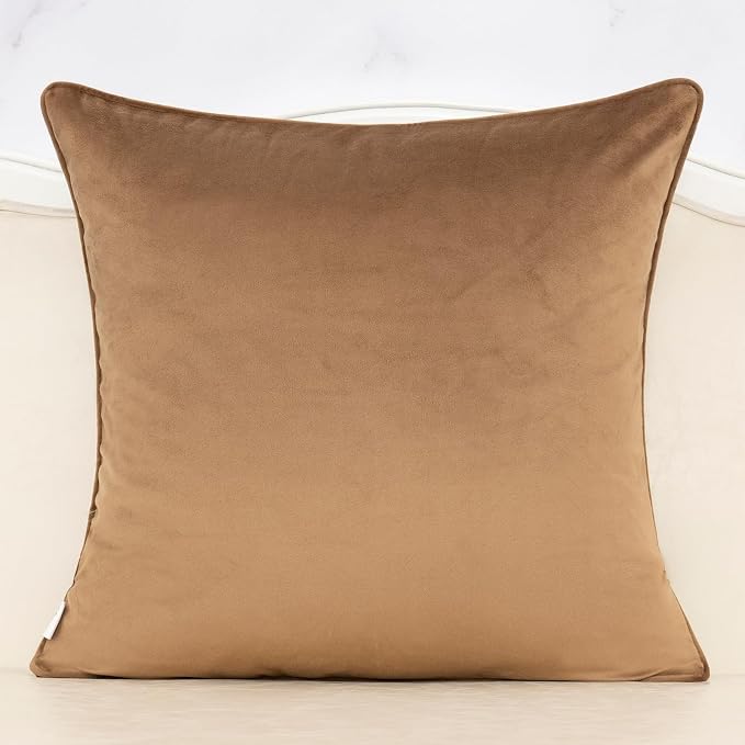 Alerfa Green Brown Floral Throw Pillow Cover 18 x 18 Inch Cut Velvet Sqaure Luxury Decorative Pillow Cover for Couch Living Room Bedroom