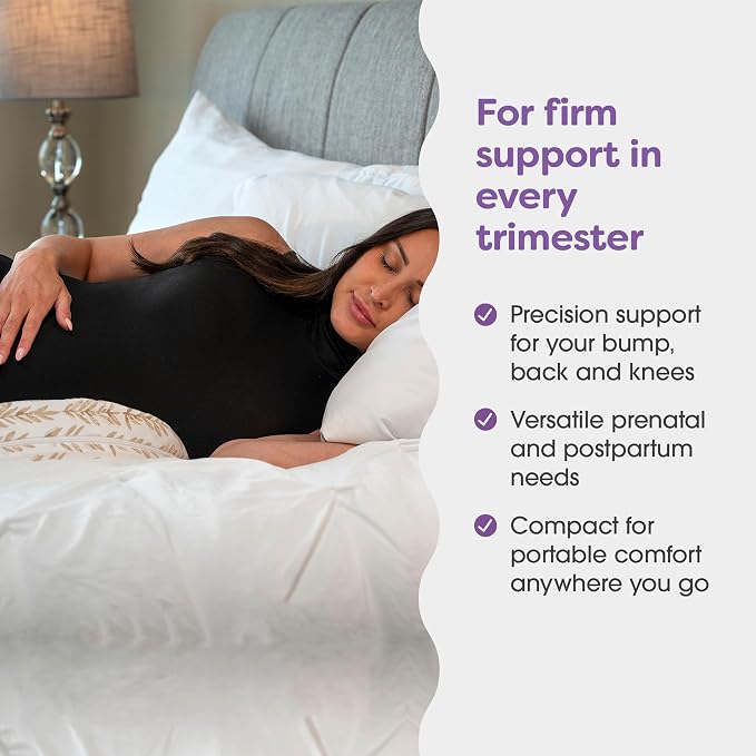 Boppy Wedge Pregnancy Pillow - Compact Support Wedge Maternity Pillow for Back, Knees, Pelvic Floor at Home, Office & Travel with Washable Knit Cover - Taupe Grassland