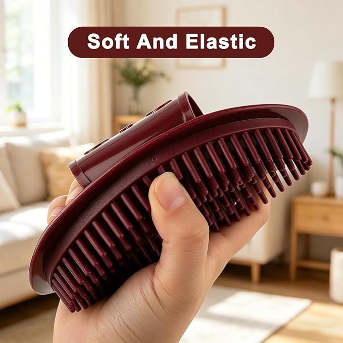 2PCS Magnetic Meridian Massage Brush Set with Measuring Tape, Circulation Boost Massage Tool Set, Soft Silicone Acupressure Brush with Anti-Slip Grip for Belly Back Leg Scalp (Coffee Brown)