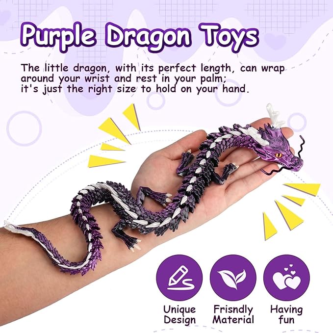 3D Printed Dragon Eggs, Glow in The Dark Fidget Toys for Kids & Adults, for Home Office Desk Decor (Purple Dragon God, Pcs, 1)