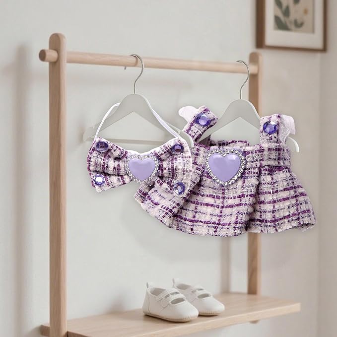Doll Outfit Set for 17cm Dolls, 2 Piece Clothes Set for Doll, Premium Fashion Dresses for Dolls Accessories Suit (Purple)