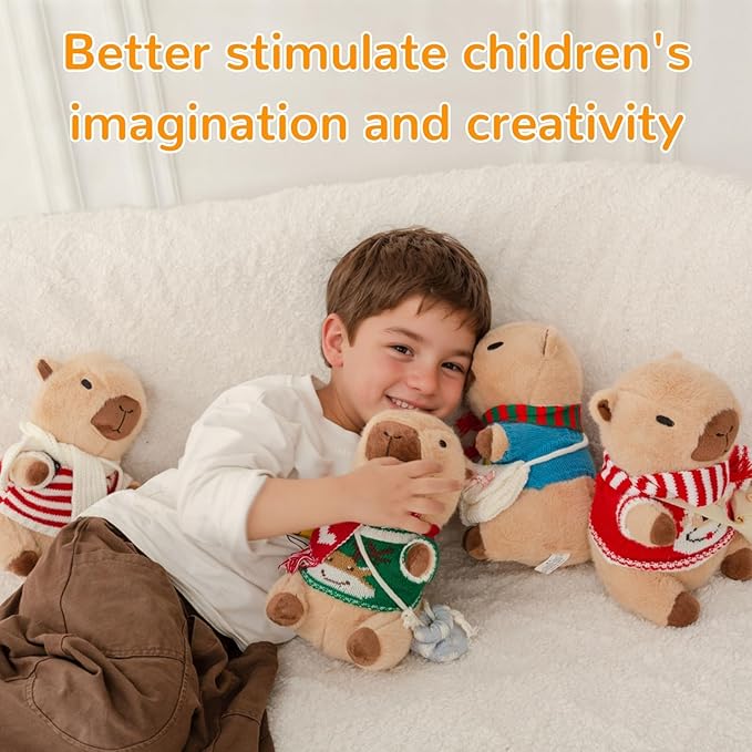 Capybara Plush with 10 Pcs Clothes & Accessories,Christmas Stuffed Animals, 10.2 in Cute Capybara Plush Toys,Birthday Gifts&Dress Up Cute Plushies for Boys/Girls (Daily)